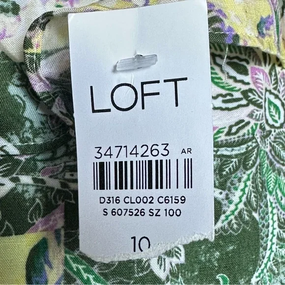 LOFT Patchwork Midi Dress Floral Sleeveless with Ruffle Detail sleeveless SZ 10 - Picture 8 of 10